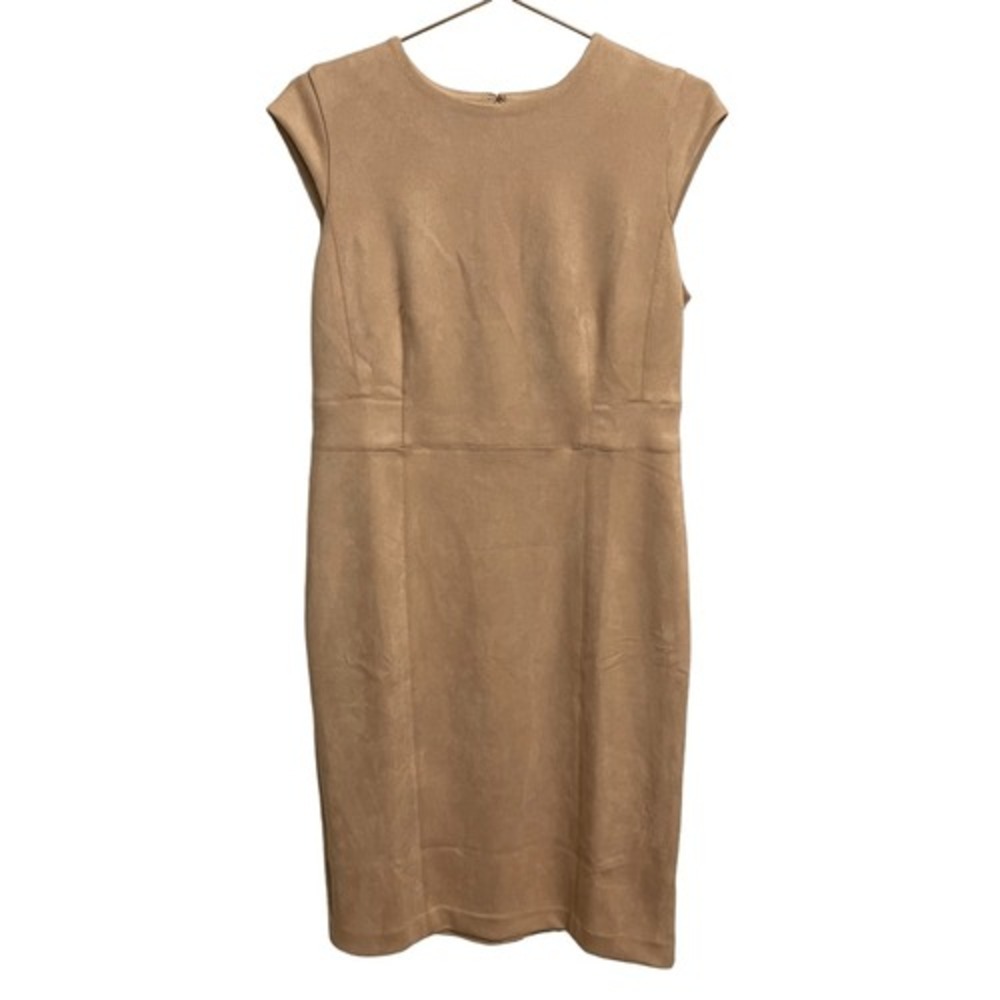 Ann Taylor Camel Faux Suede Cap Sleeve Sheath Dress Size 10 NEW